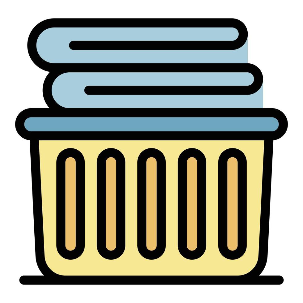 Clothes basket icon color outline vector