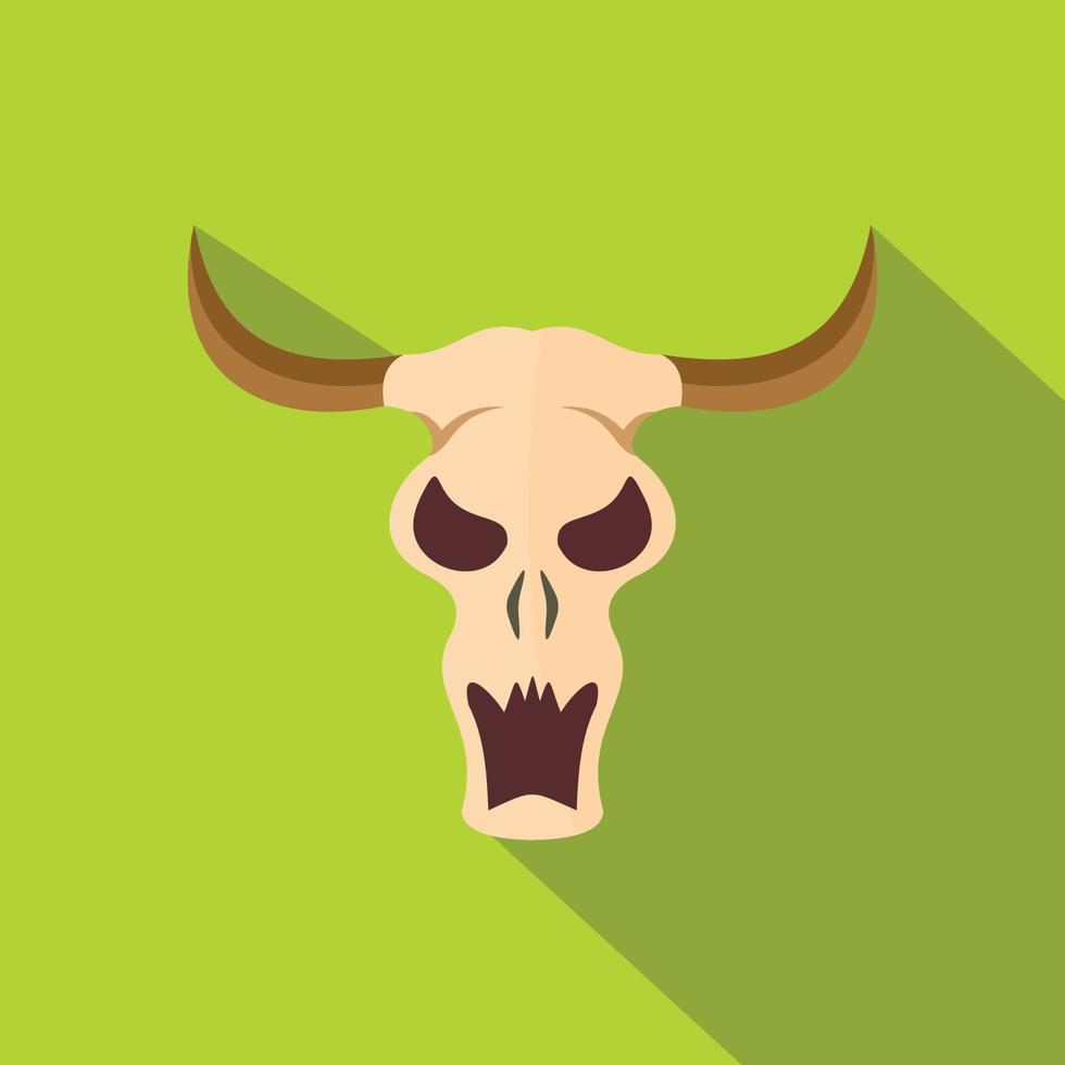 icono de cráneo de búfalo, tipo plano vector