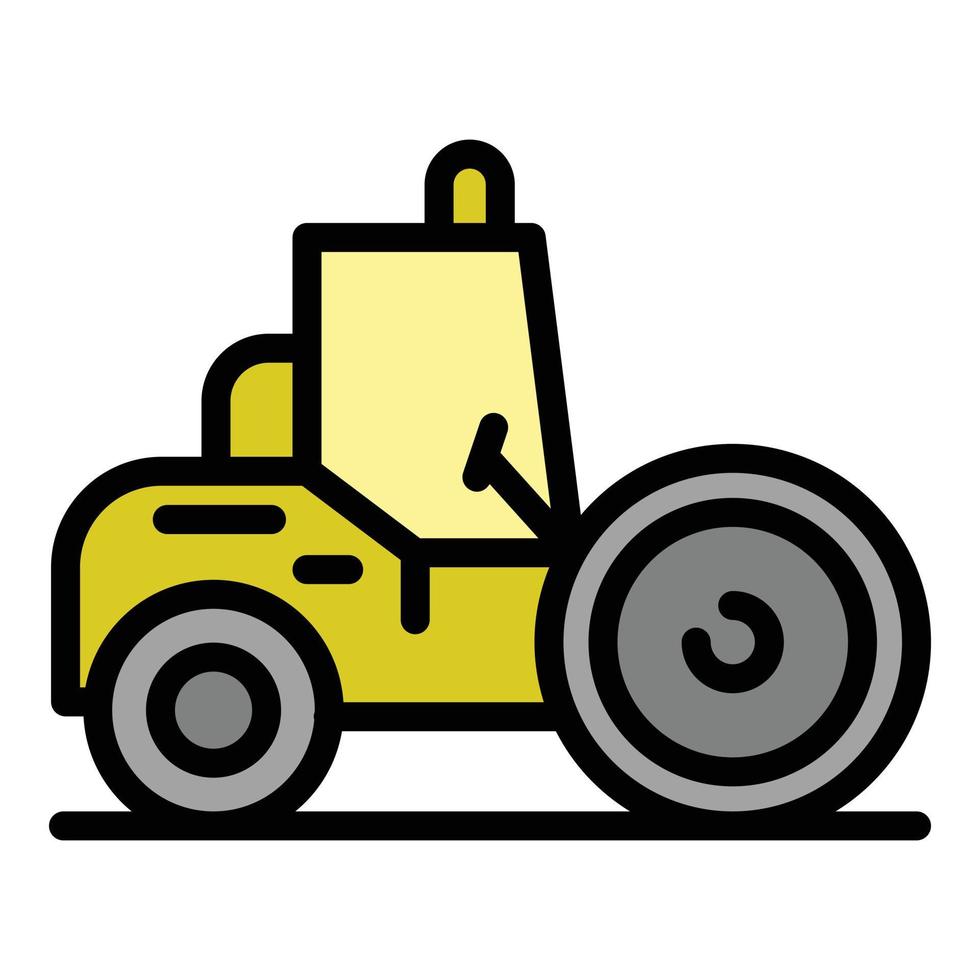 vector de contorno de color de icono de vehículo de rodillo de carretera