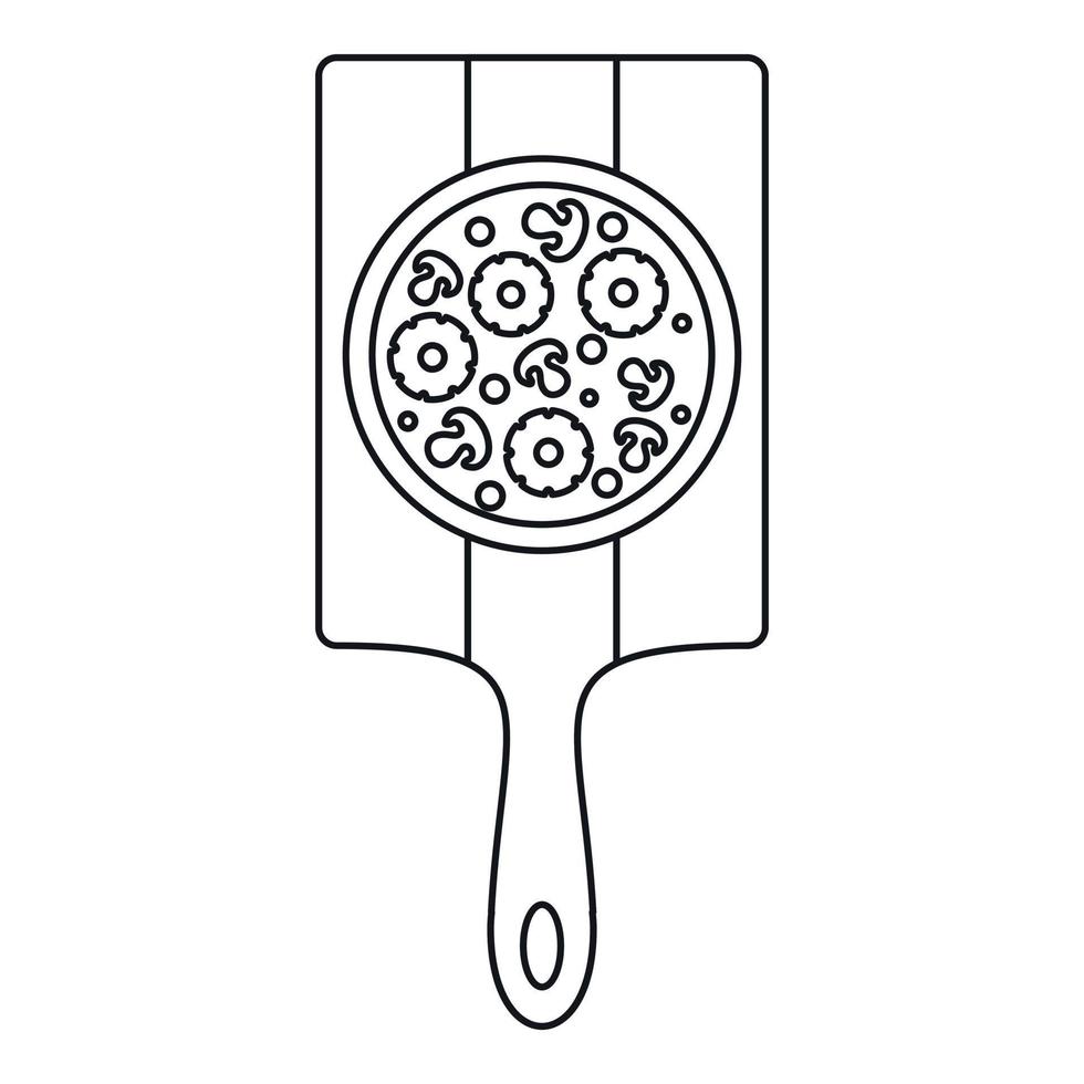 Pizza with with ingredients on board icon vector