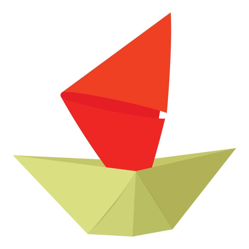 Origami ship icon, cartoon style vector