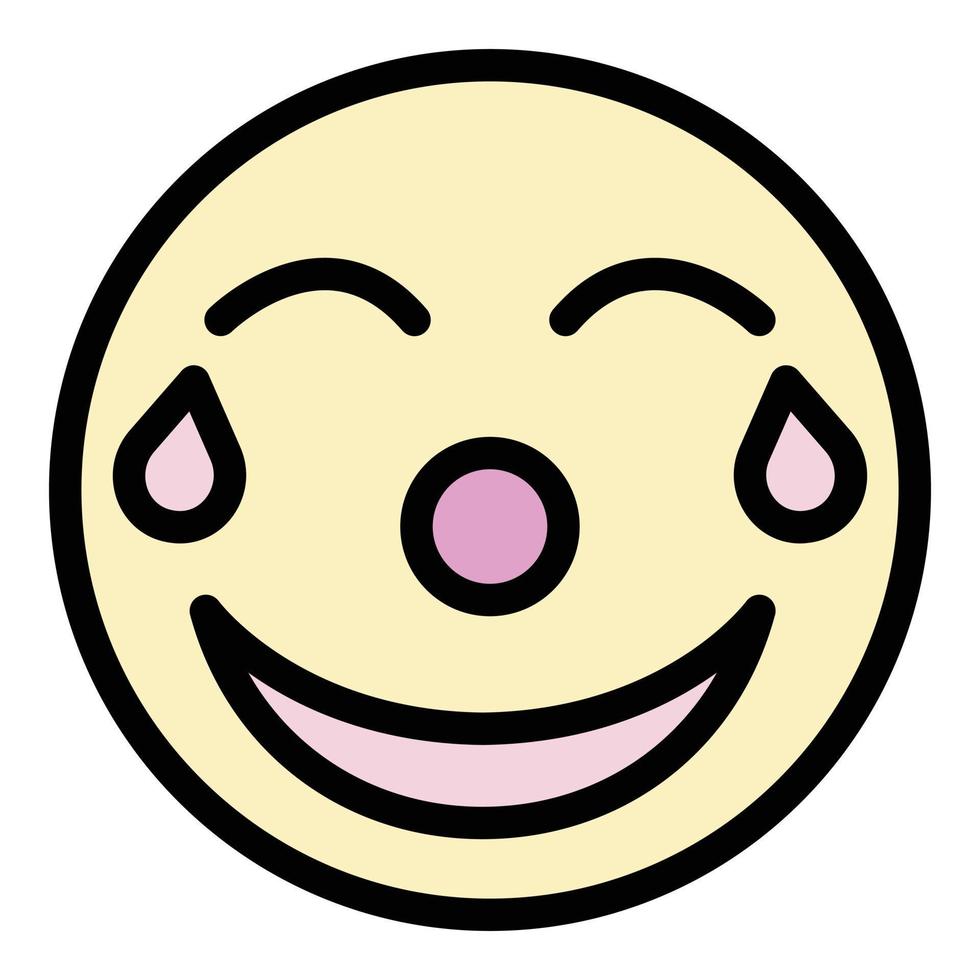 Laughing emoji icon color outline vector