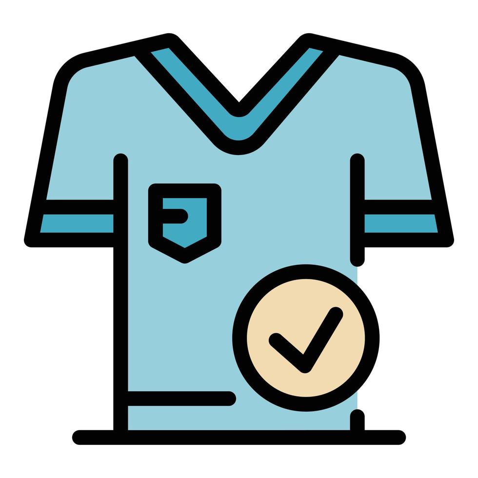 vector de contorno de color de icono de marca de verificación de camisa