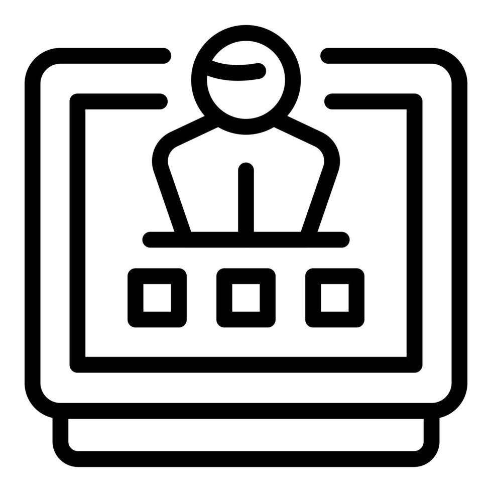 vector de contorno de icono de clase virtual. aprendizaje por computadora