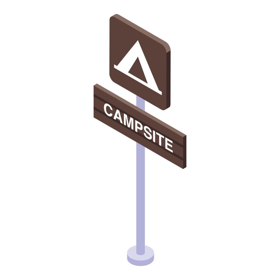 icono de señal de carretera de camping vector isométrico. tienda de campaña