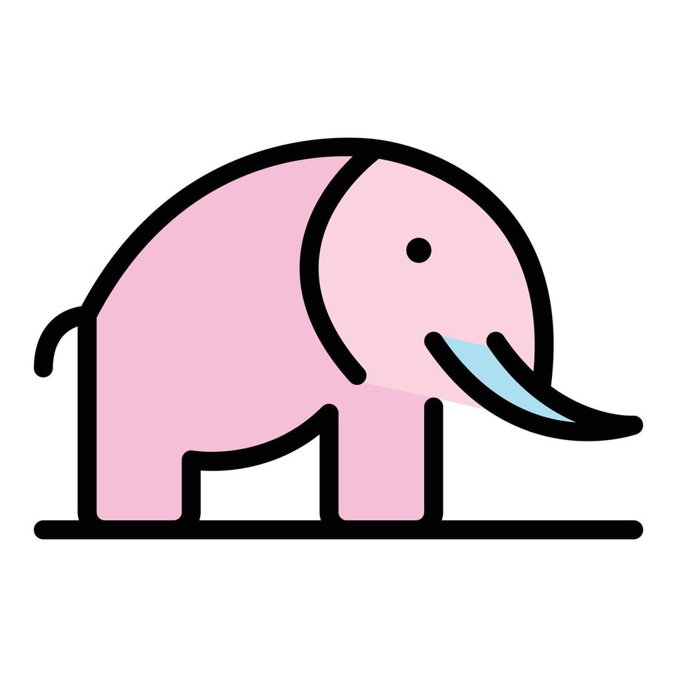 vector de contorno de color de icono de elefante indio