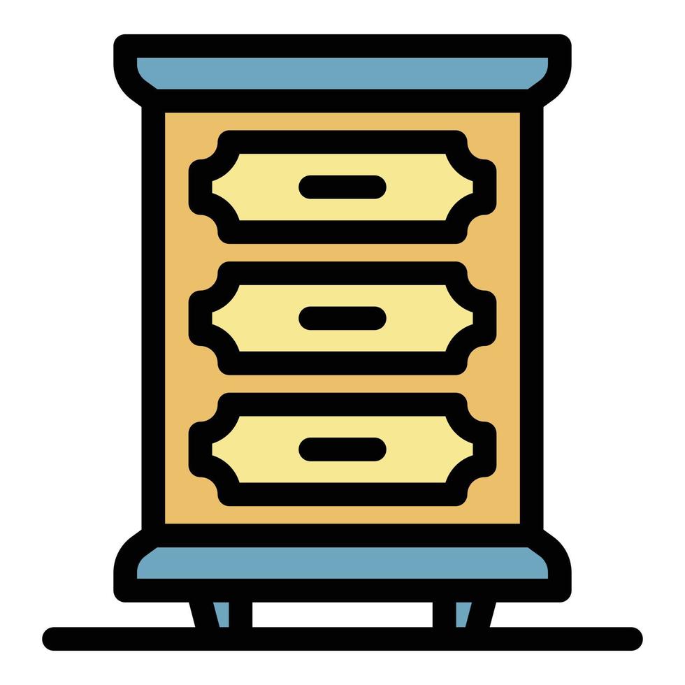 Wood room drawer icon color outline vector