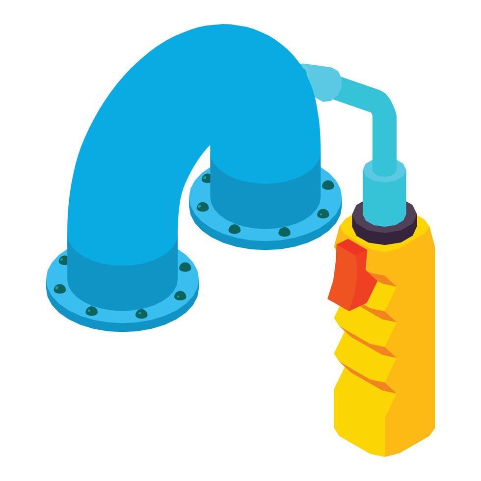 Metalworking equipment icon isometric vector. Auto welding torch and curved pipe vector