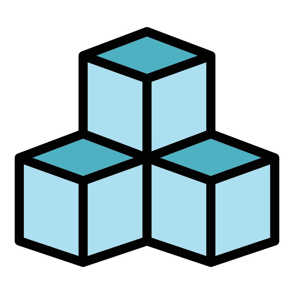 Sugar cubes icon color outline vector