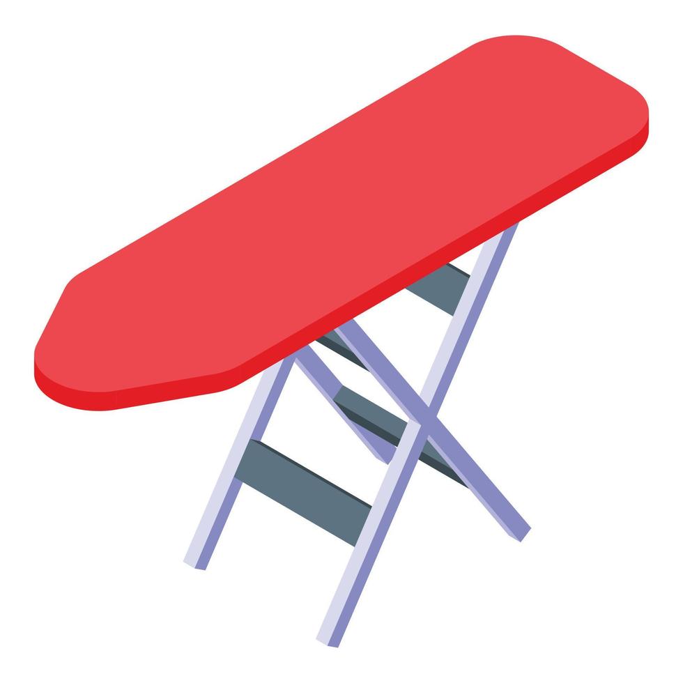 vector isométrico del icono de la tabla de planchar roja. casa de hierro
