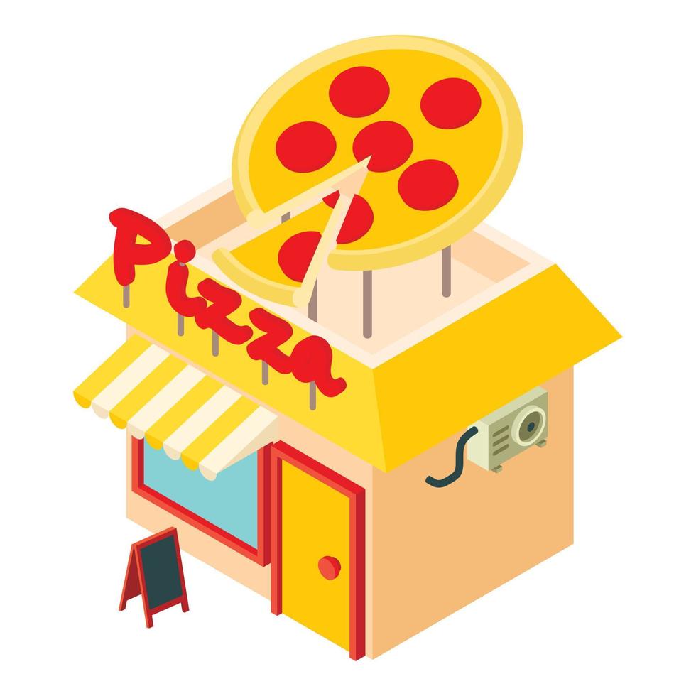 icono de pizzería, estilo isométrico vector