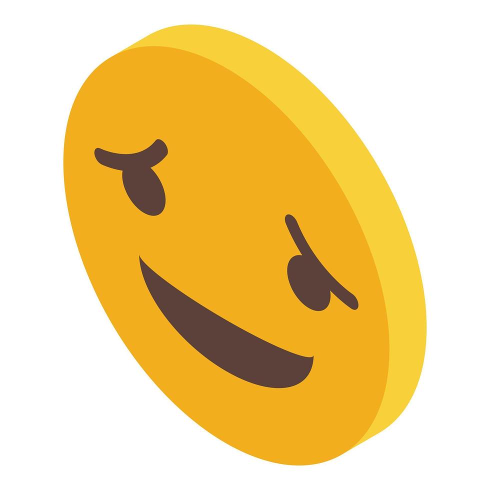 icono de emoji triste vector isométrico. cara sonrisa