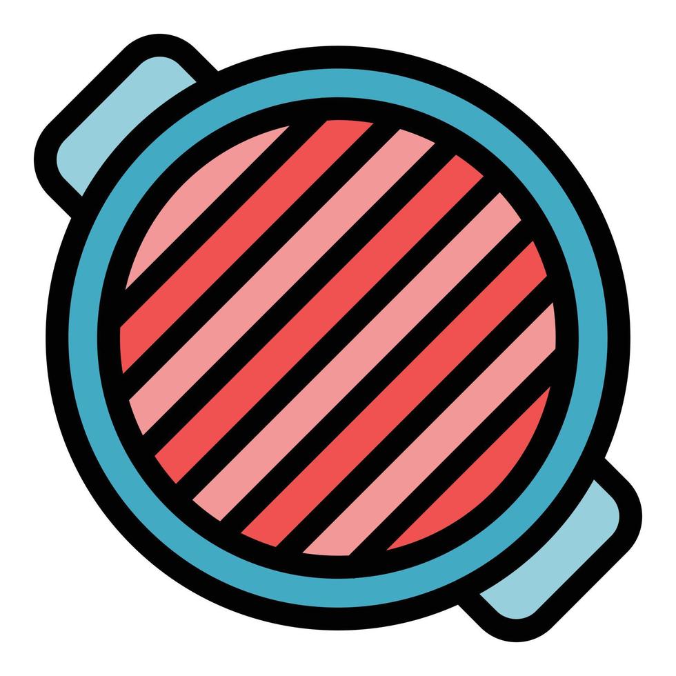 vector de esquema de color de icono de parrilla de comida