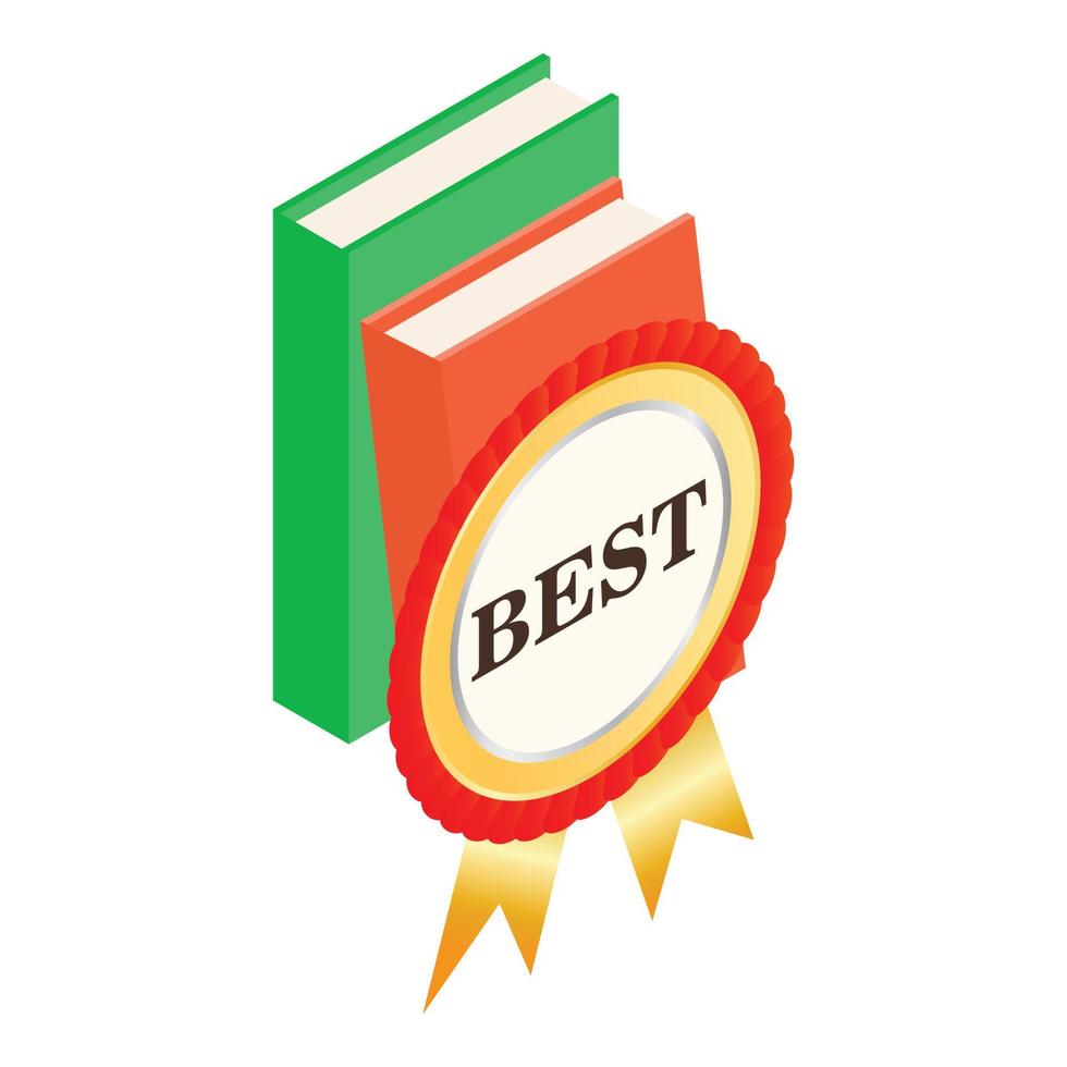 Two book icon isometric vector. Green and red closed book and best sign vector