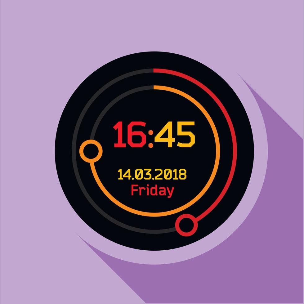 Digital countdown timer icon, flat style vector