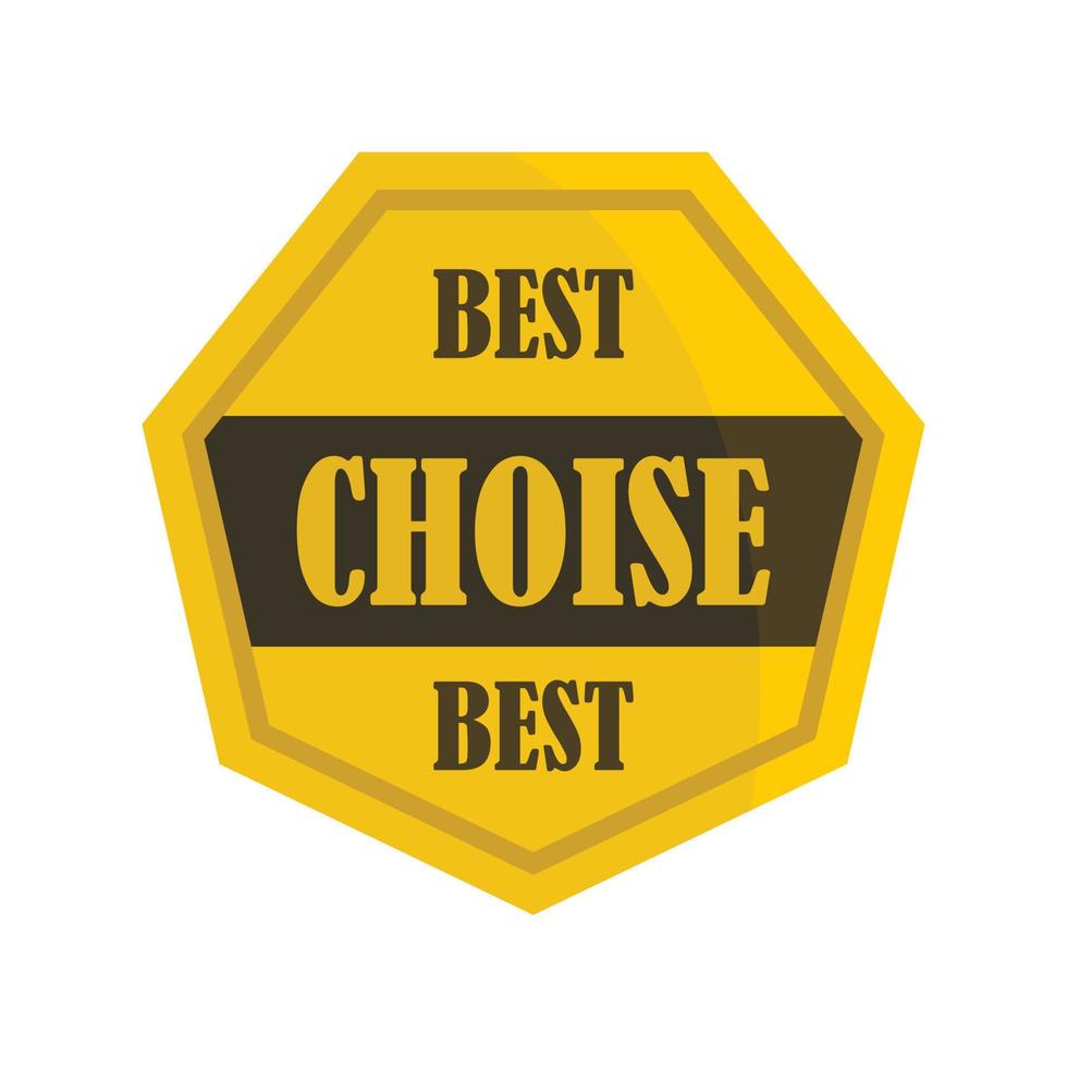 Golden best choise label icon, flat style vector