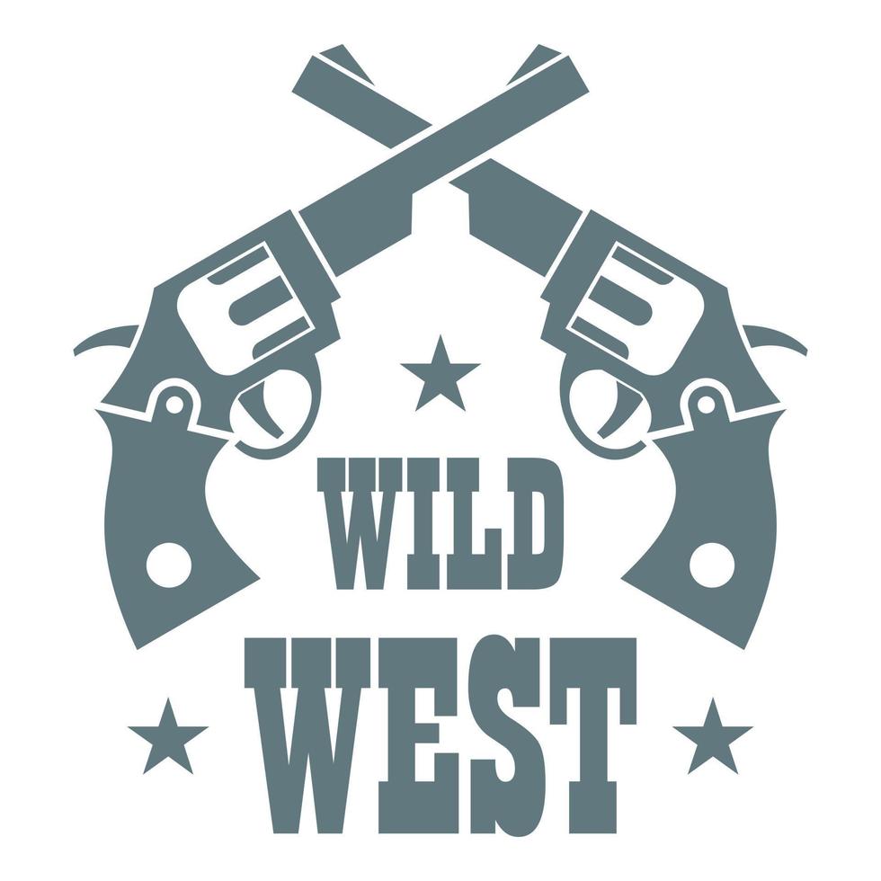 Wild west revolver logo, simple style vector