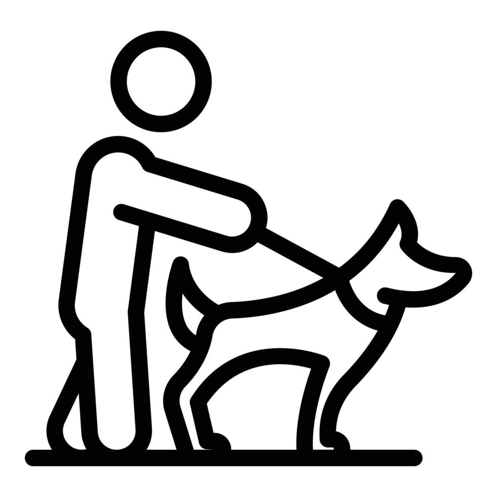 vector de contorno del icono del paseo del perro del lago. cachorro mascota