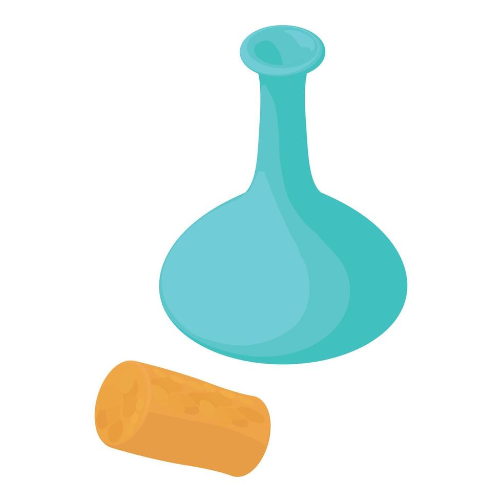 Wine accessory icon isometric vector. Empty glass decanter and wine cork icon vector