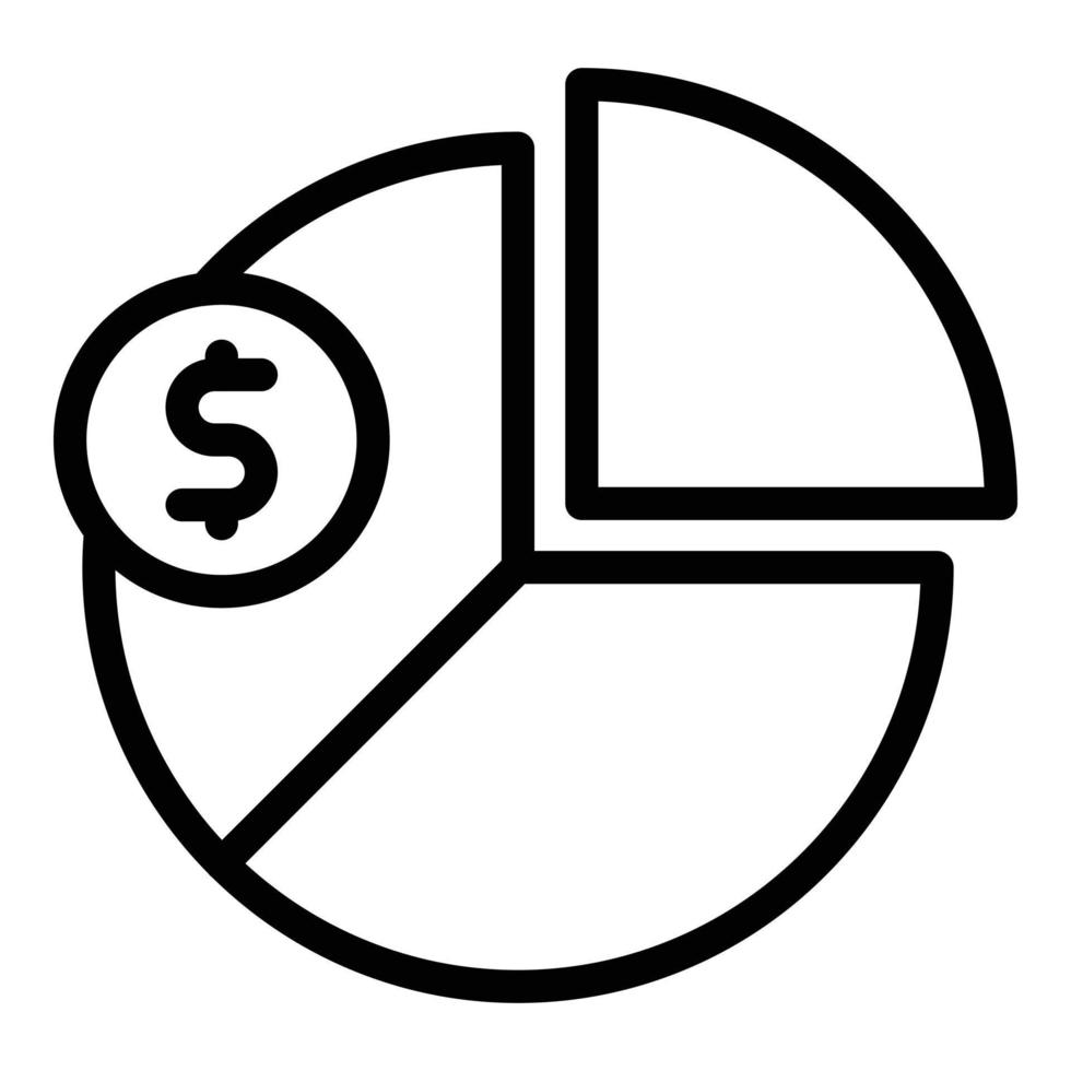 vector de esquema de icono de gráfico circular de pago. ingresos por prestamos