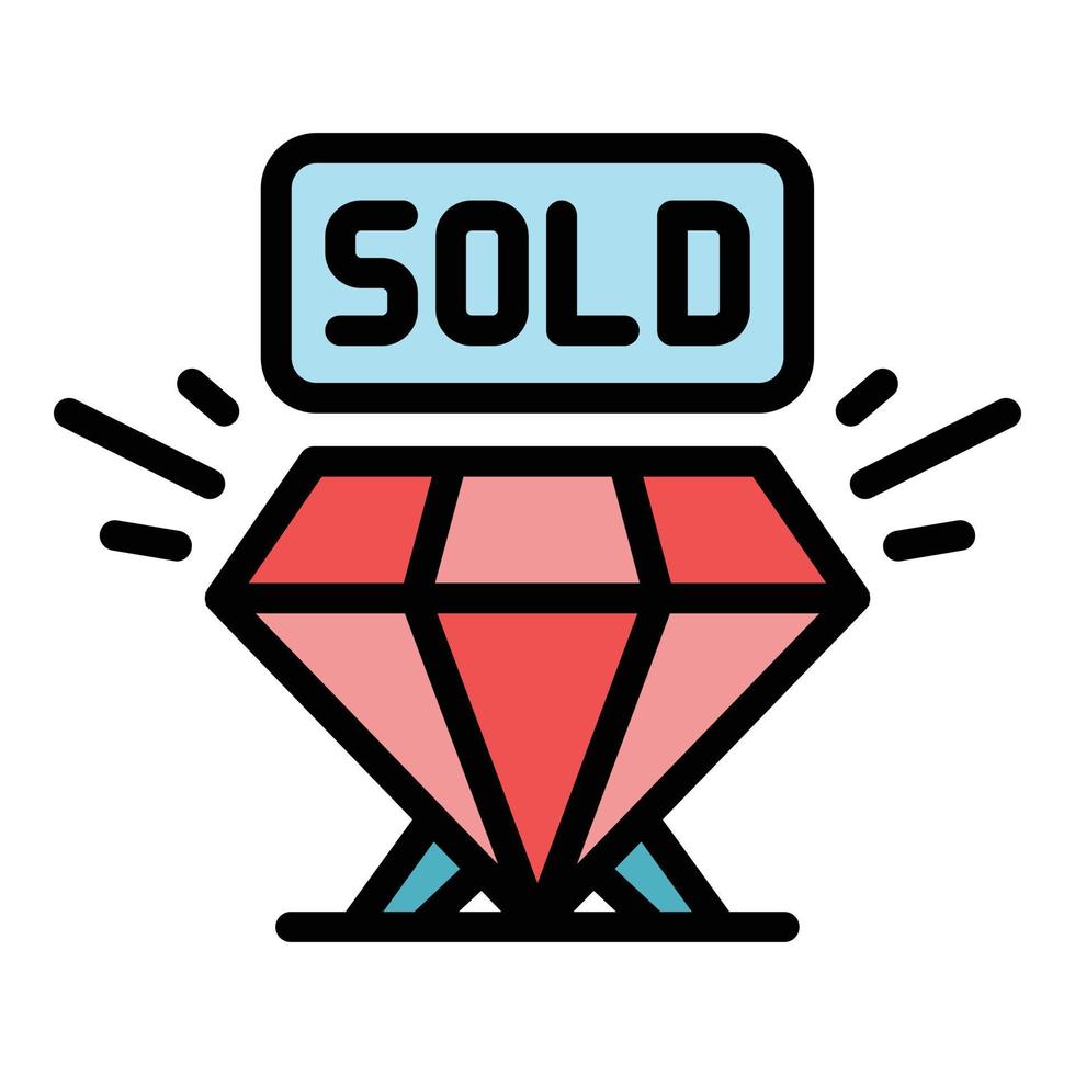 Sold diamond icon color outline vector