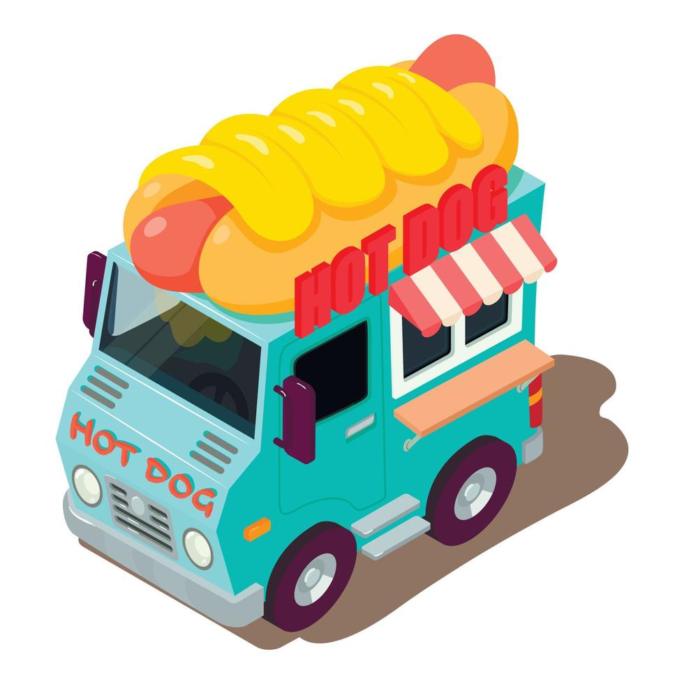 Hot dog machine icon, isometric style vector