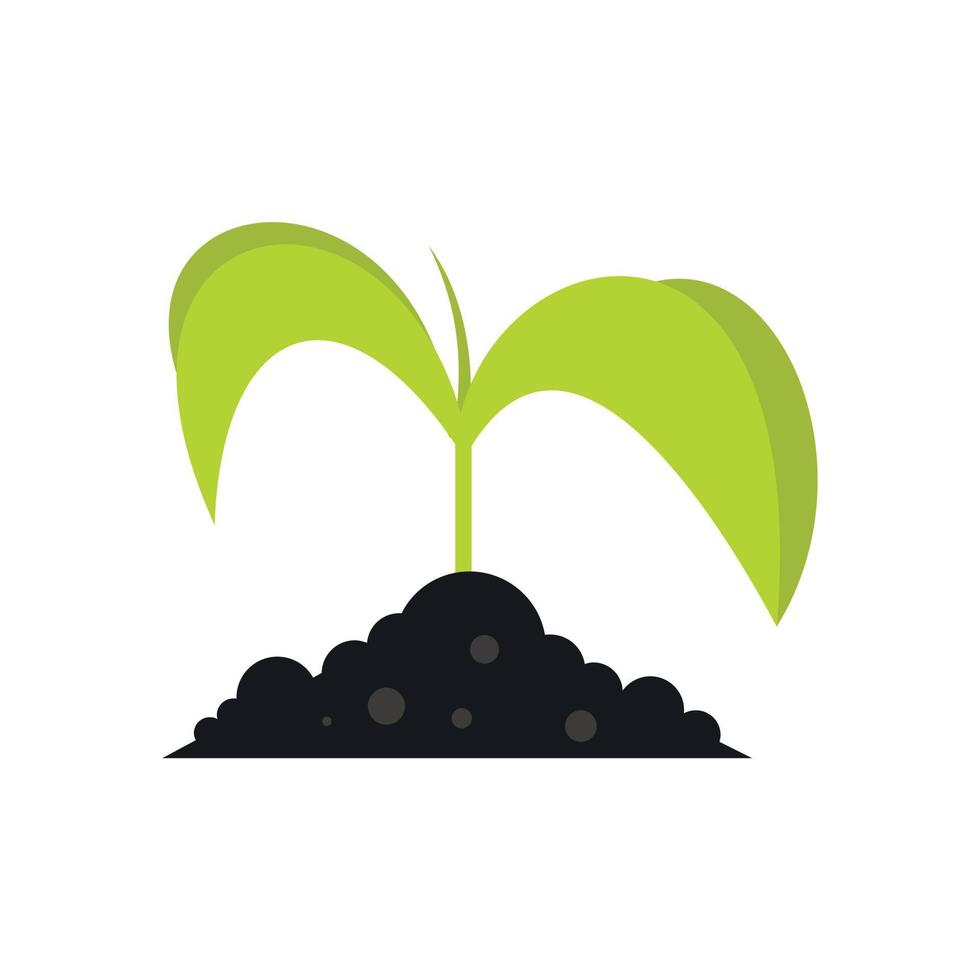 Green seedling in soil icon, flat style vector