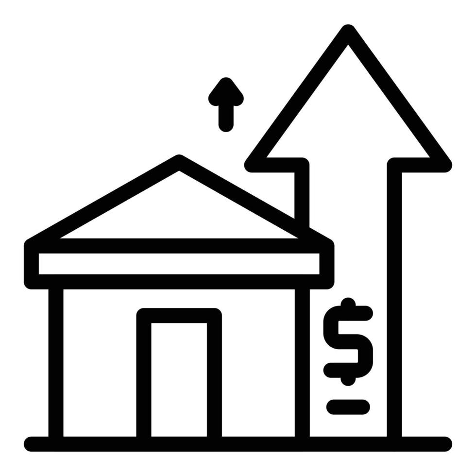 vector de contorno de icono de pago de casa. ingreso de dinero