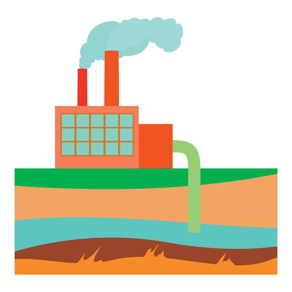 Processing plant icon, cartoon style vector