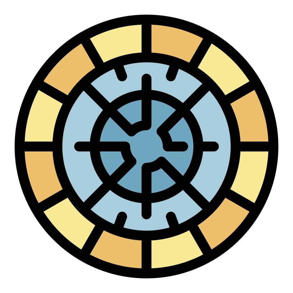 Circle paving icon color outline vector