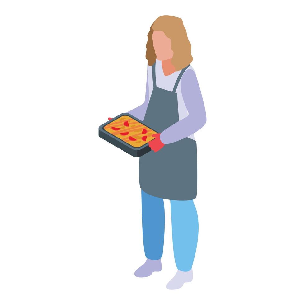 Mother pie cook icon isometric vector. Mom work vector