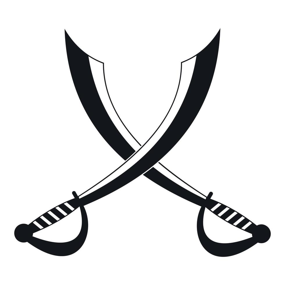 Crossed sabers icon, simple style vector
