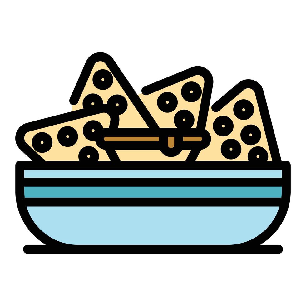 Nachos plate icon color outline vector