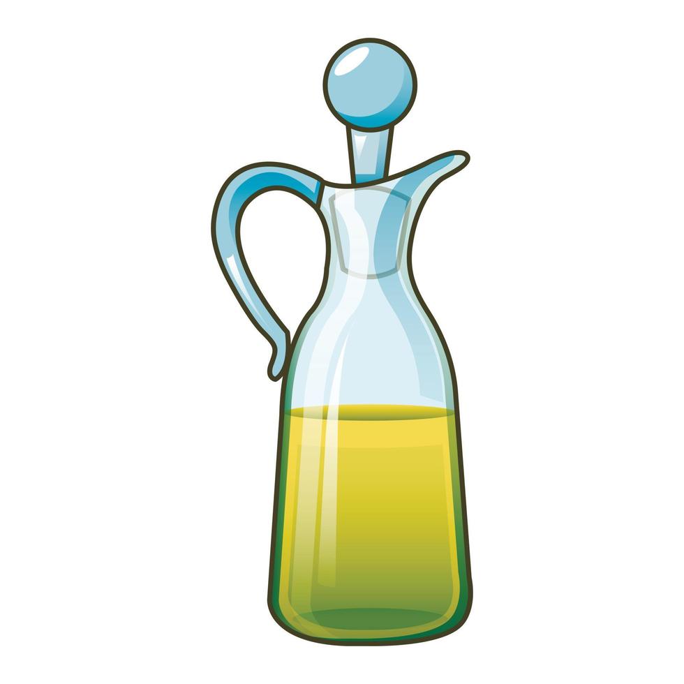 Olive oil jar icon, cartoon style vector