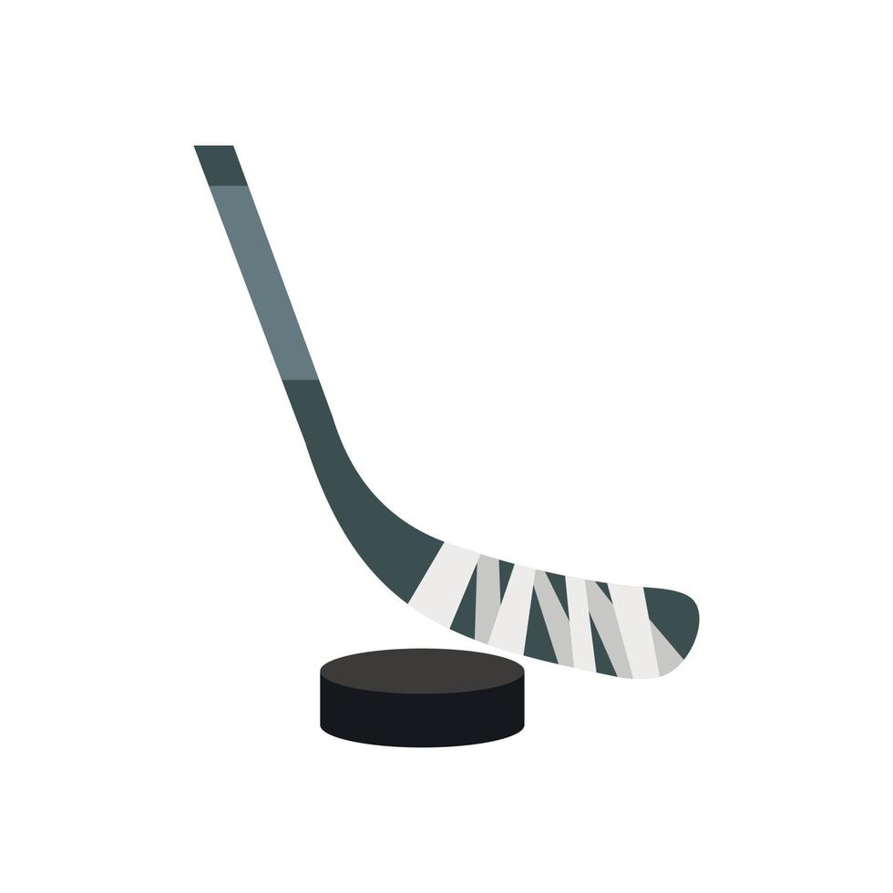 Hockey stick and puck icon, flat style vector