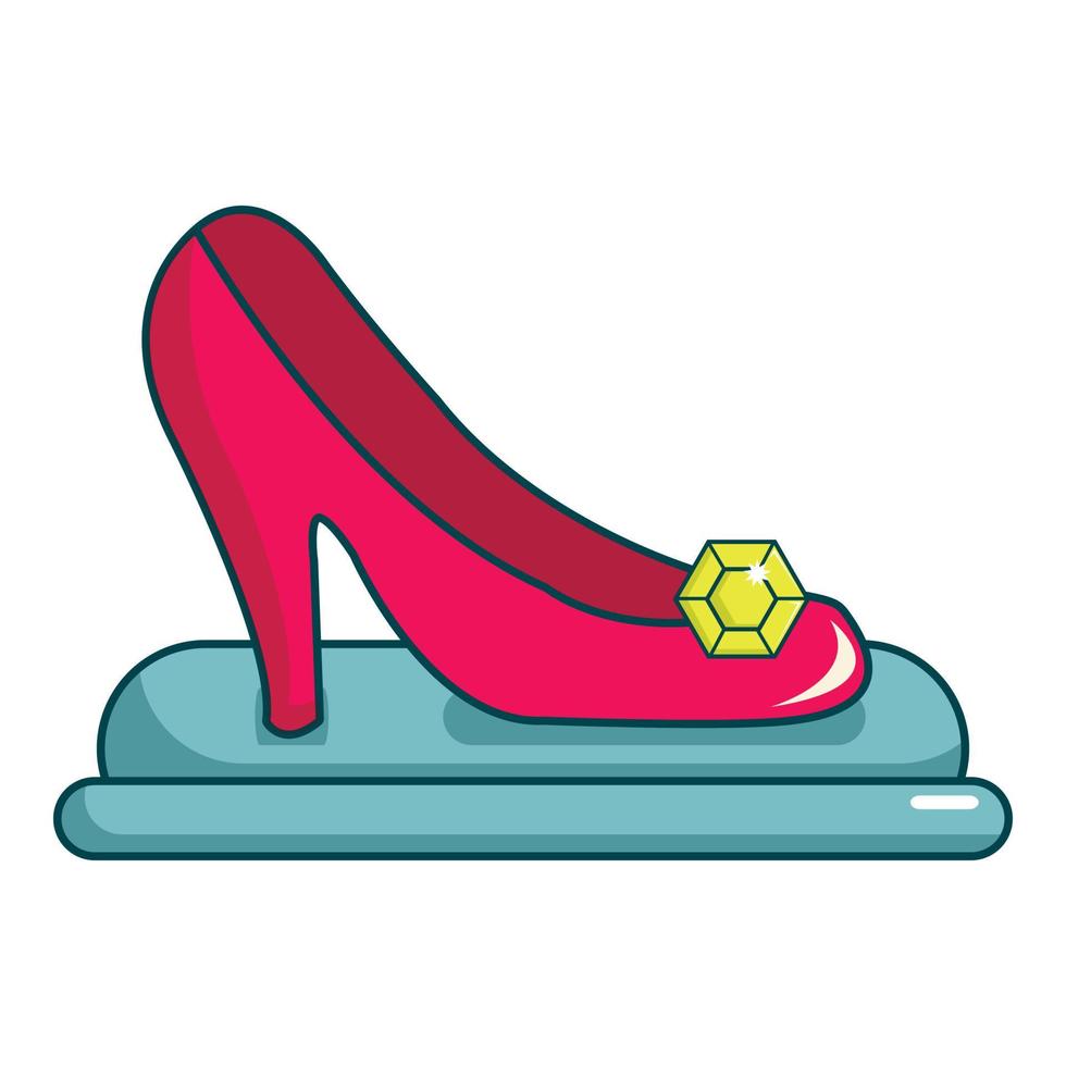 Princess shoe icon, cartoon style vector