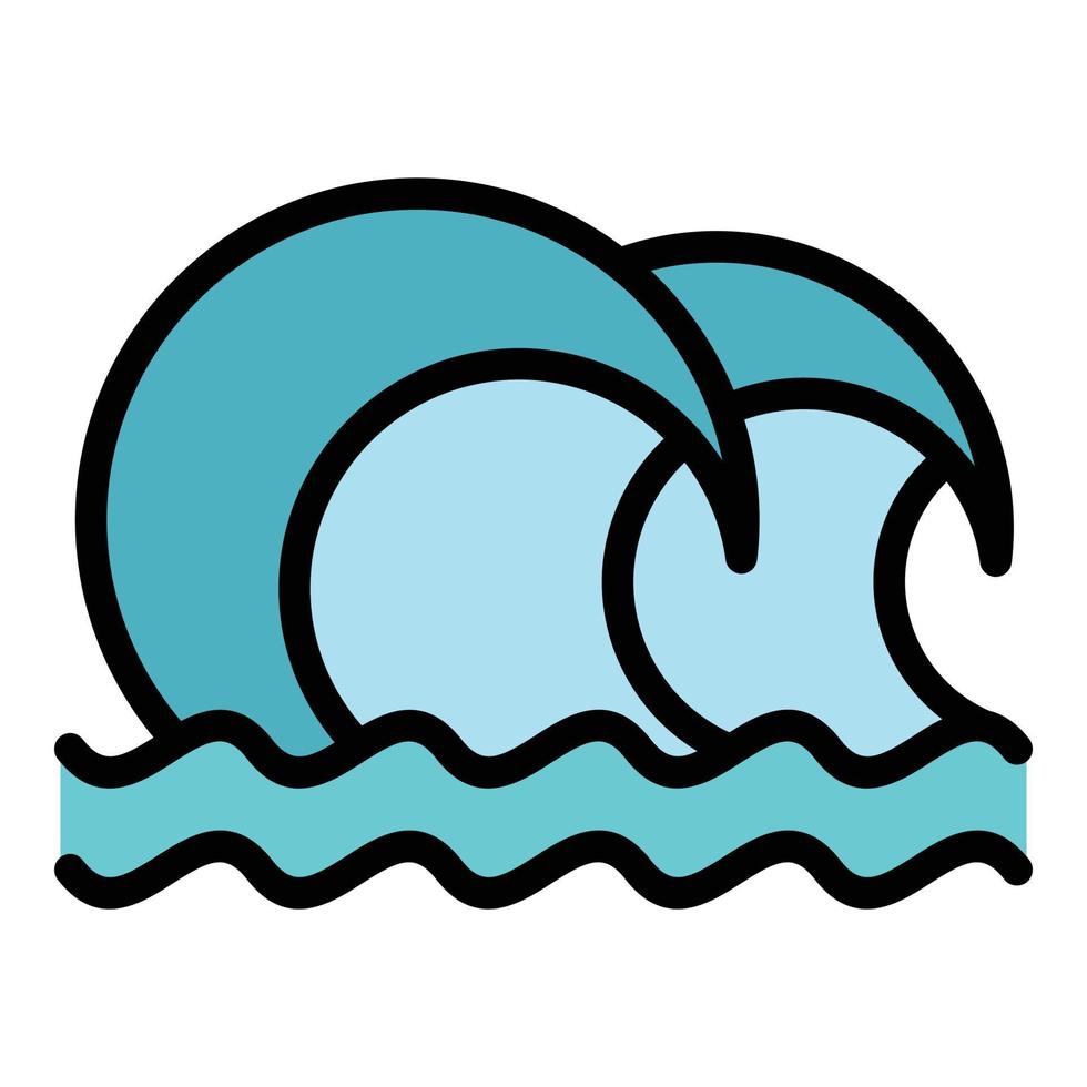 Splashing tsunami icon color outline vector