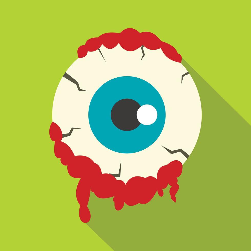 icono de globo ocular zombie, estilo plano vector