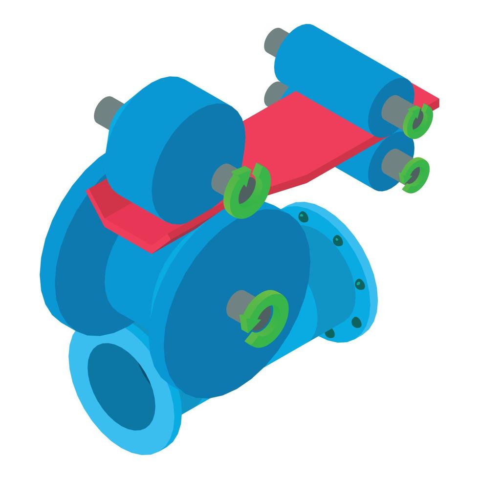 Forming process icon isometric vector. Roll forming machine and pipe part icon vector