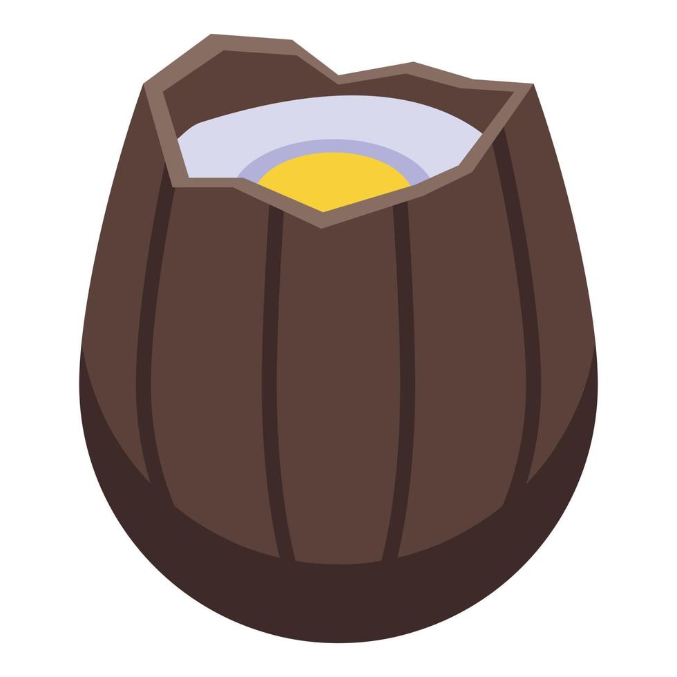 vector isométrico de icono de huevo de chocolate de mordida. dulces de pascua