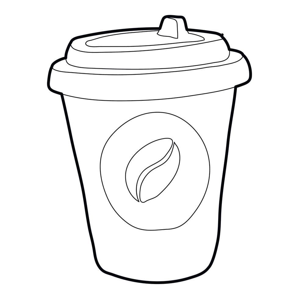 Plastic cup of coffee icon, outline style vector