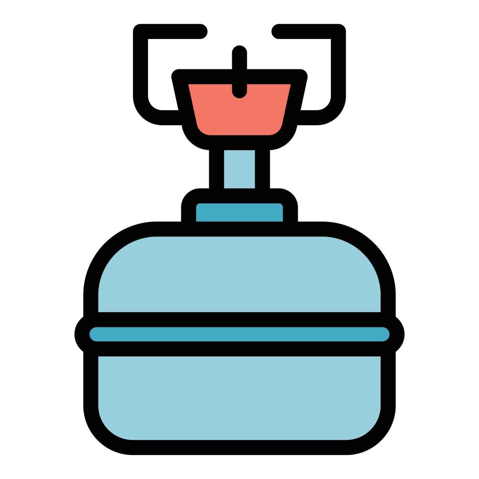 Camp gas stove icon color outline vector