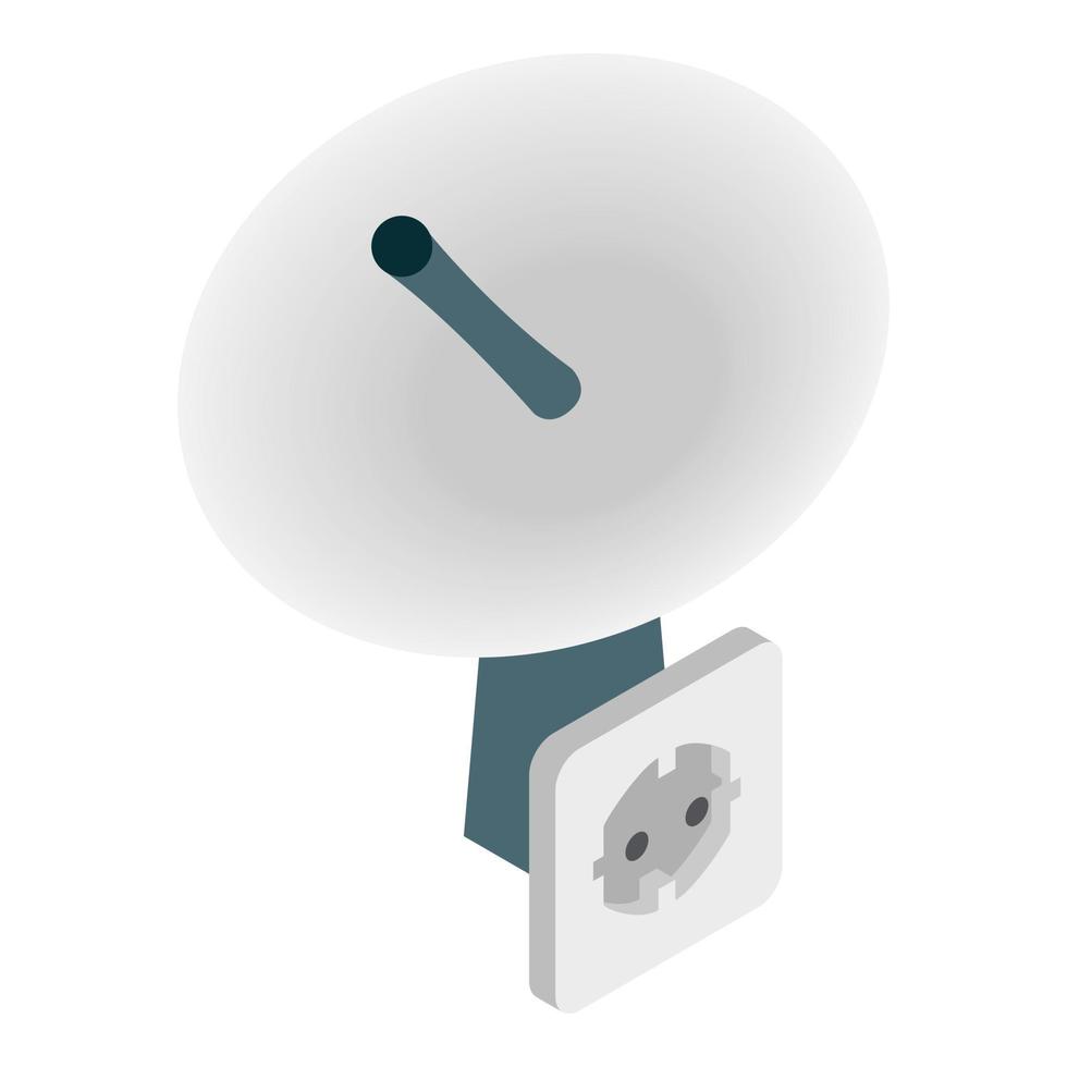 Telecommunication icon isometric vector. Satellite antenna and electrical socket vector