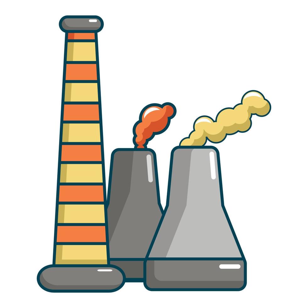 Industrial smoke from chimneys icon, cartoon style vector