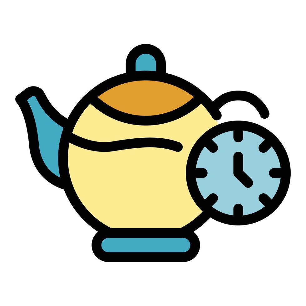 Glass tea pot icon color outline vector