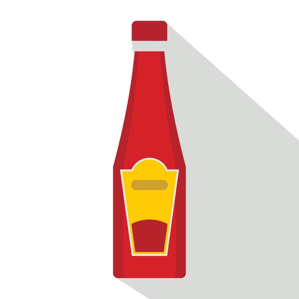 Traditional tomato ketchup bottle icon, flat style vector