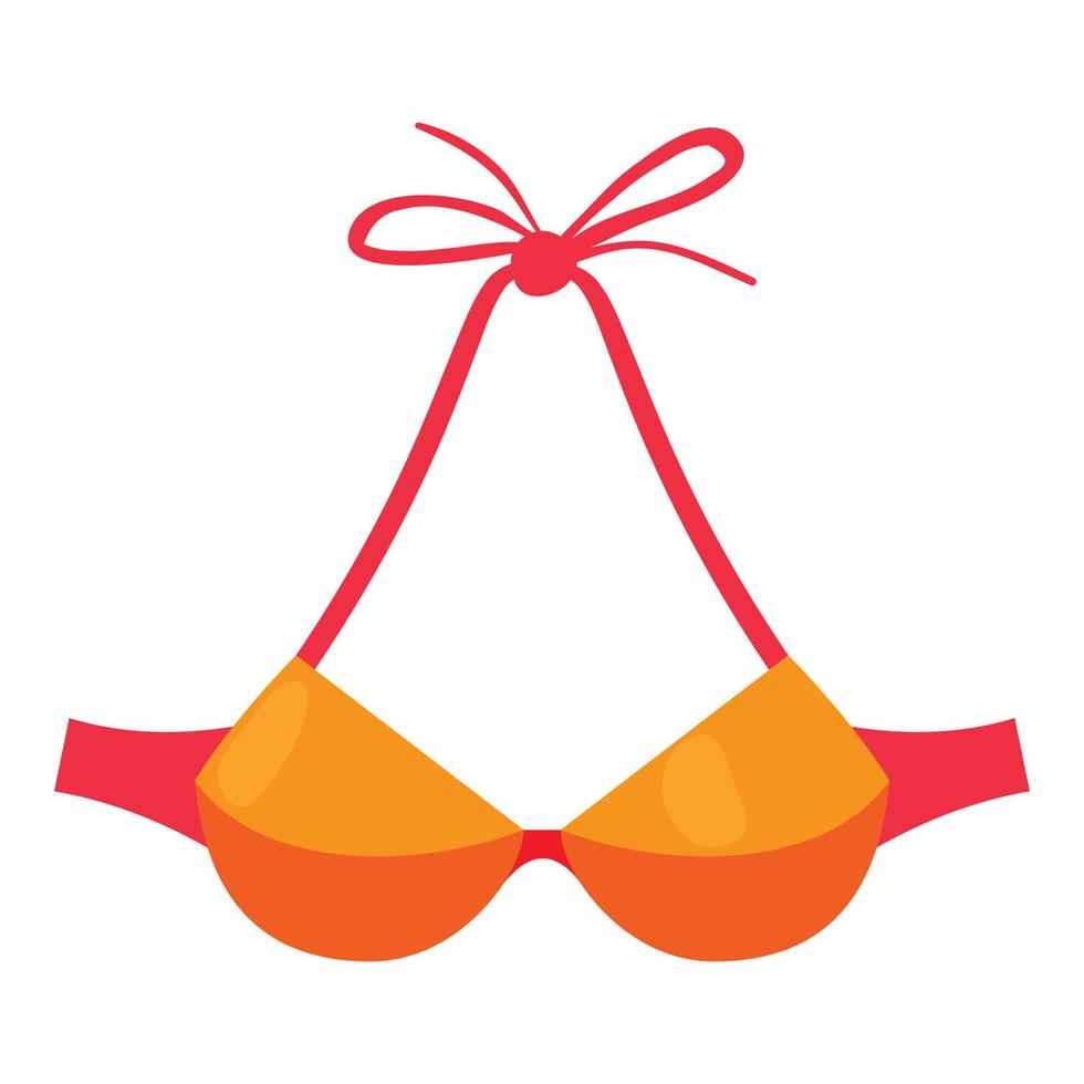 Orange swimsuit bra icon, cartoon style vector