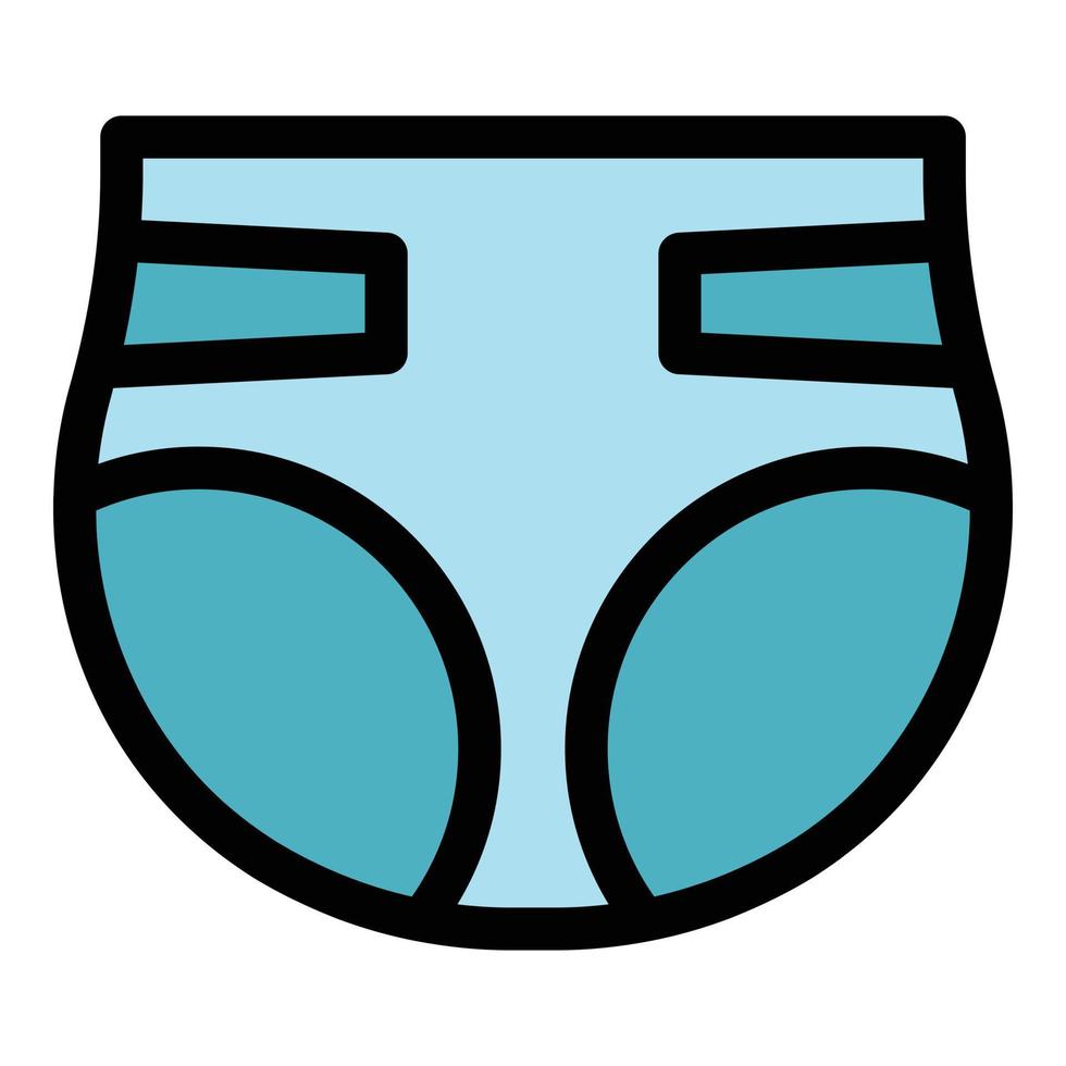Kid diaper icon color outline vector