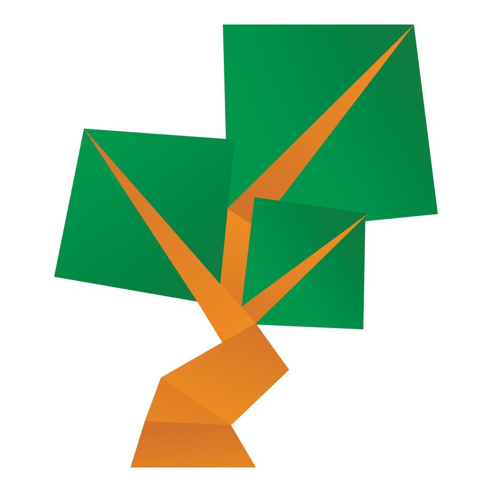 Origami tree icon, cartoon style vector