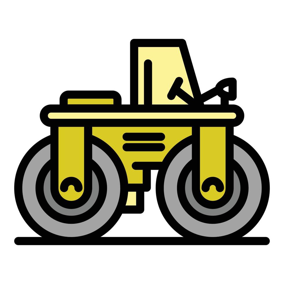 Paving road roller icon color outline vector